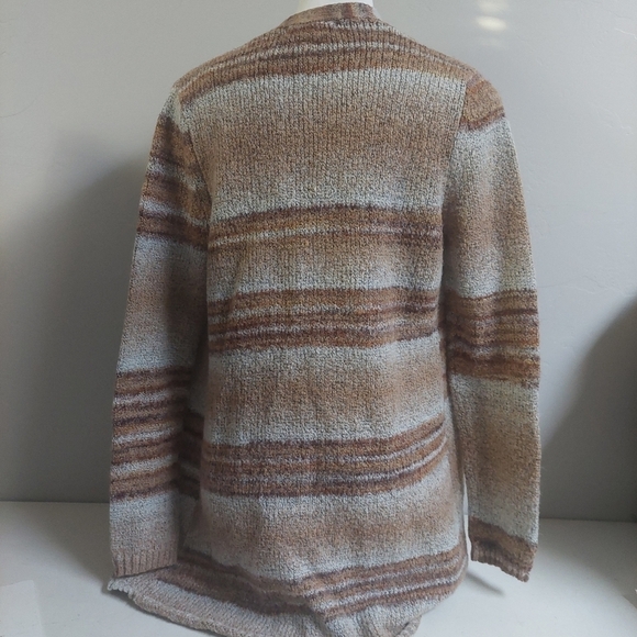Natural Reflections Tan Brown Cardigan Knit‎ Sweater Wool Blend Size M - Picture 2 of 10